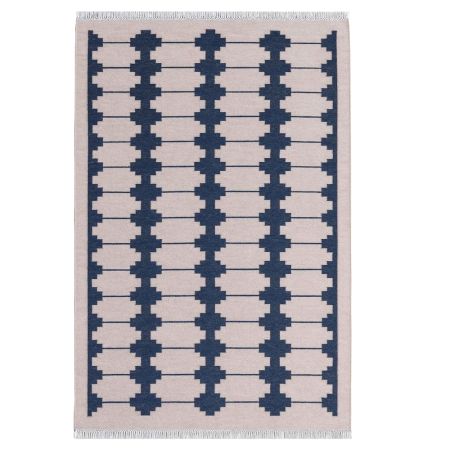 Handmade Black And Beige Cotton Minimalist Dhurrie For Living Room